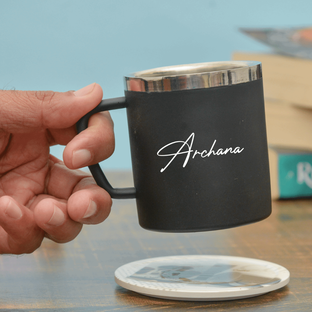 Customised Black Steel Mug