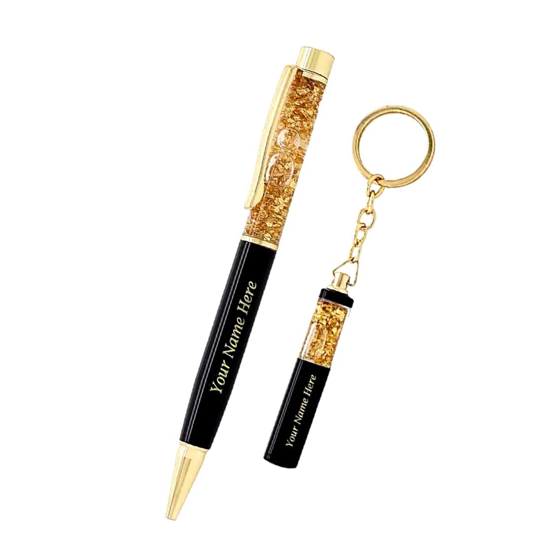 Customised Golden Zari Pen and Keychain Gift Set