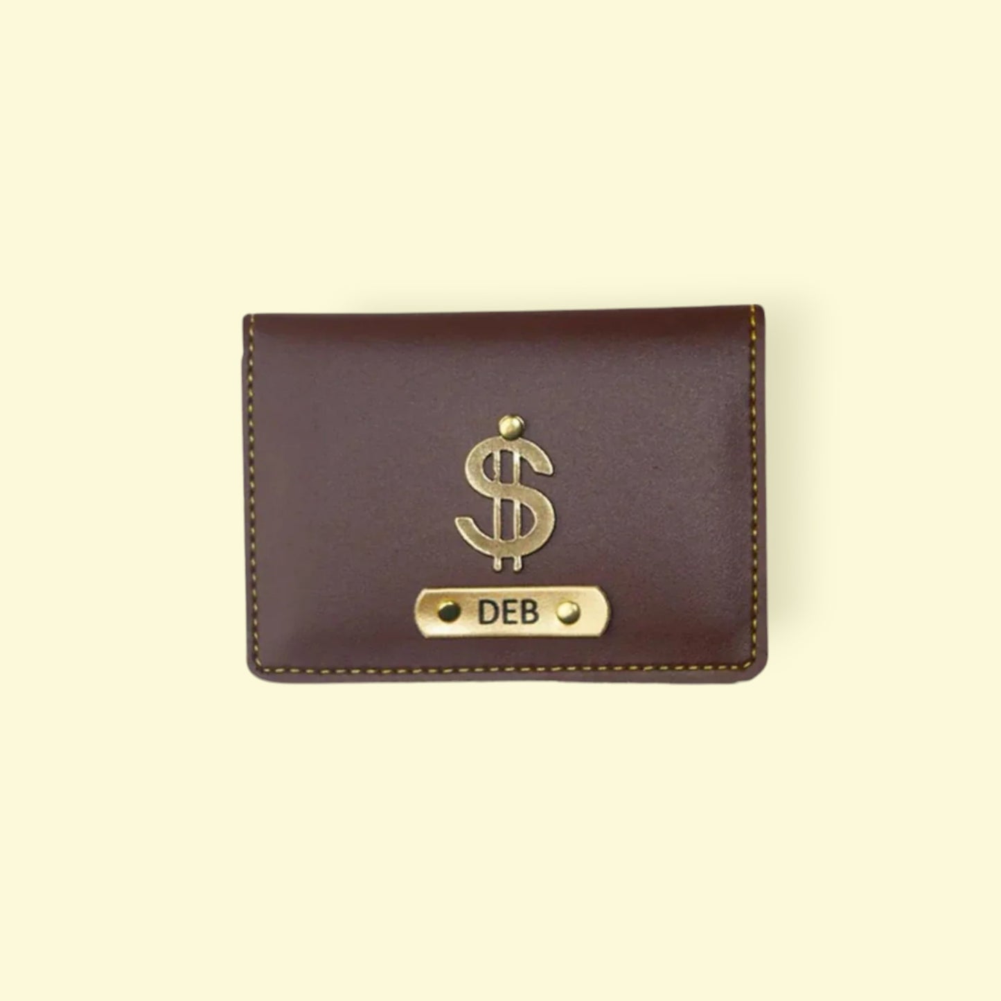 Customised Leather Card Holder Brown