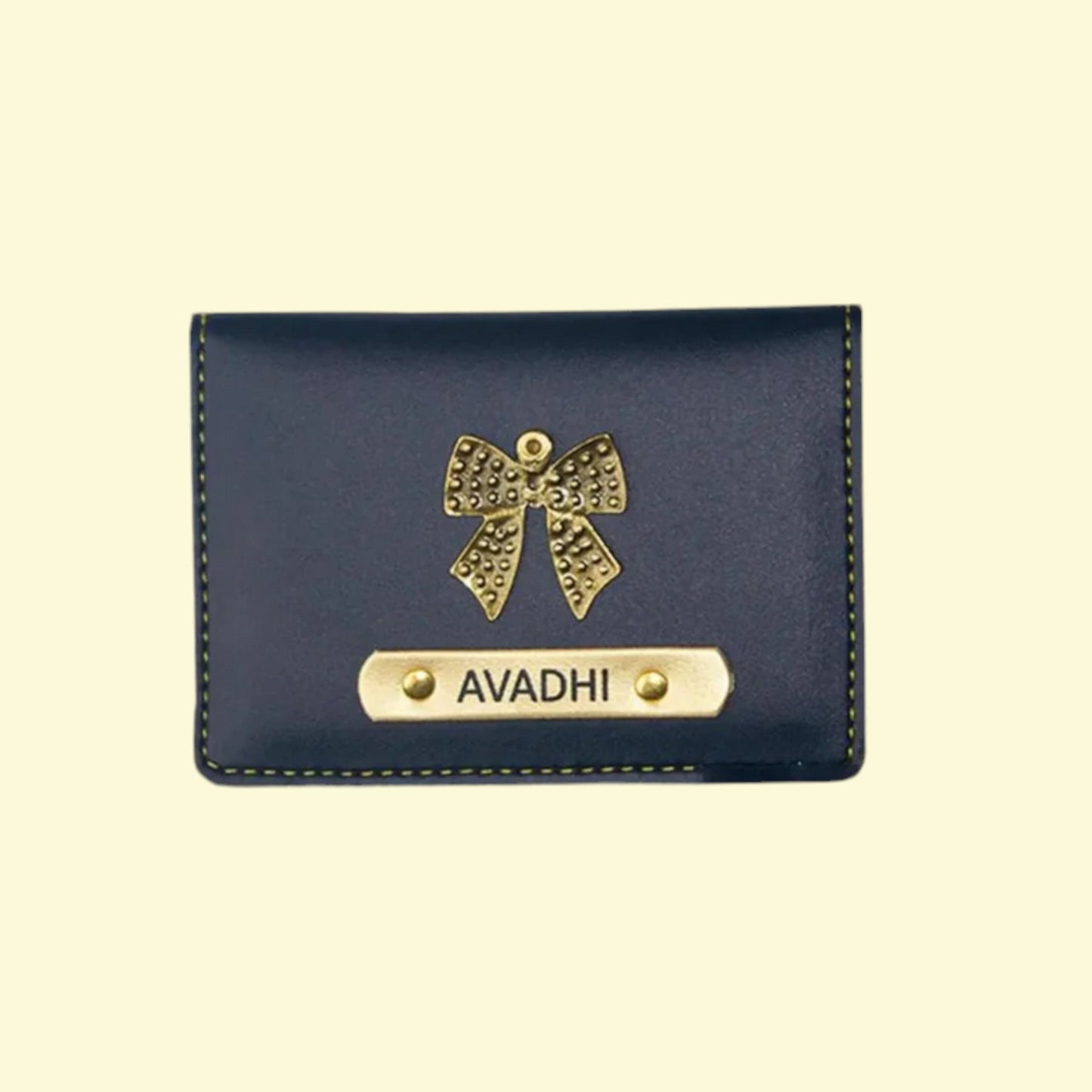 Customised Leather Card Holder Blue