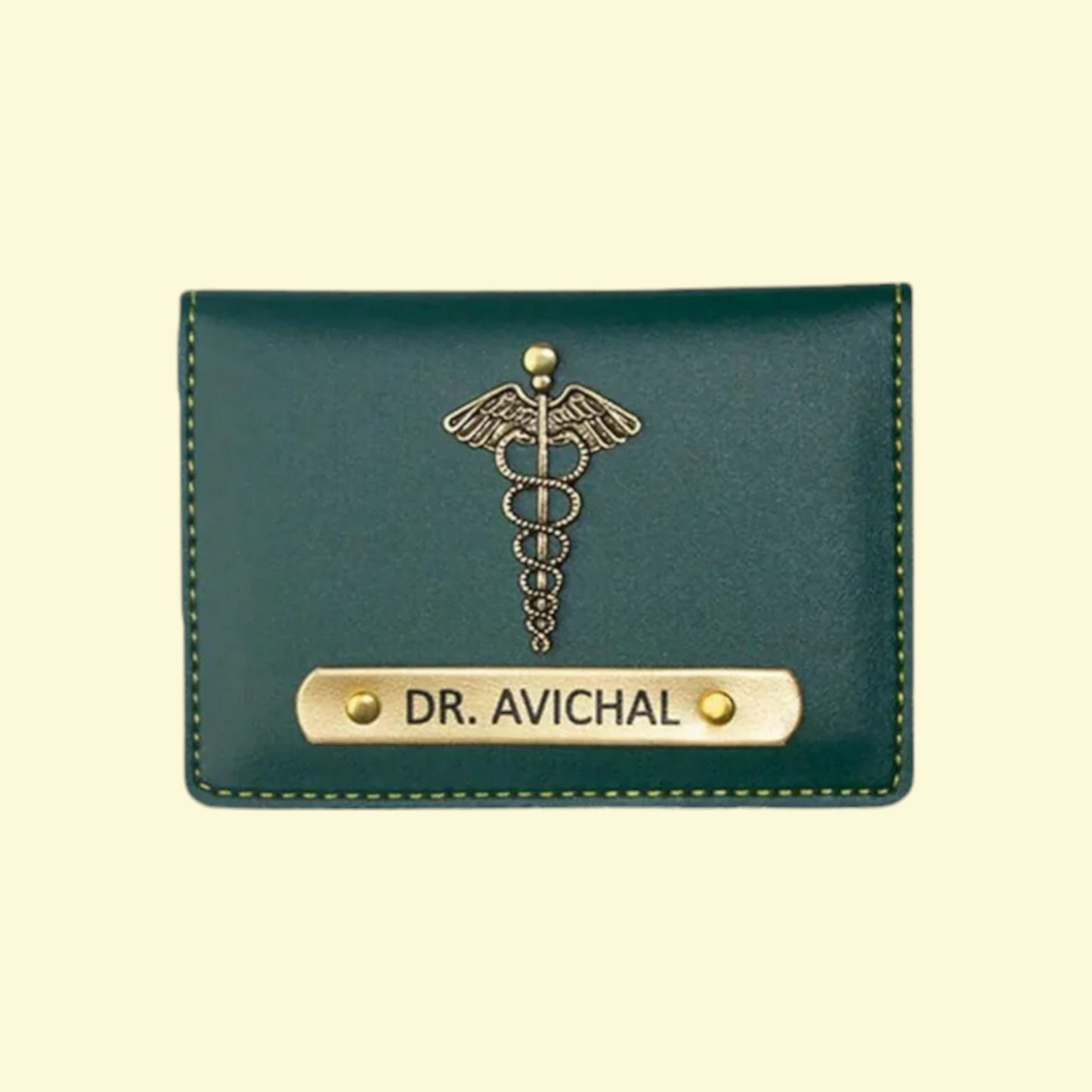 Customised Leather Card Holder Green