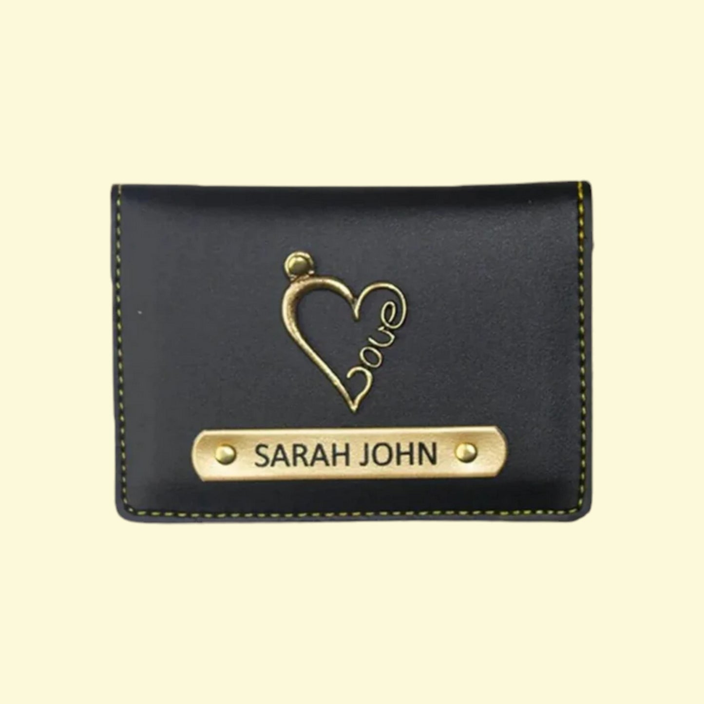 Customised Leather Card Holder Black
