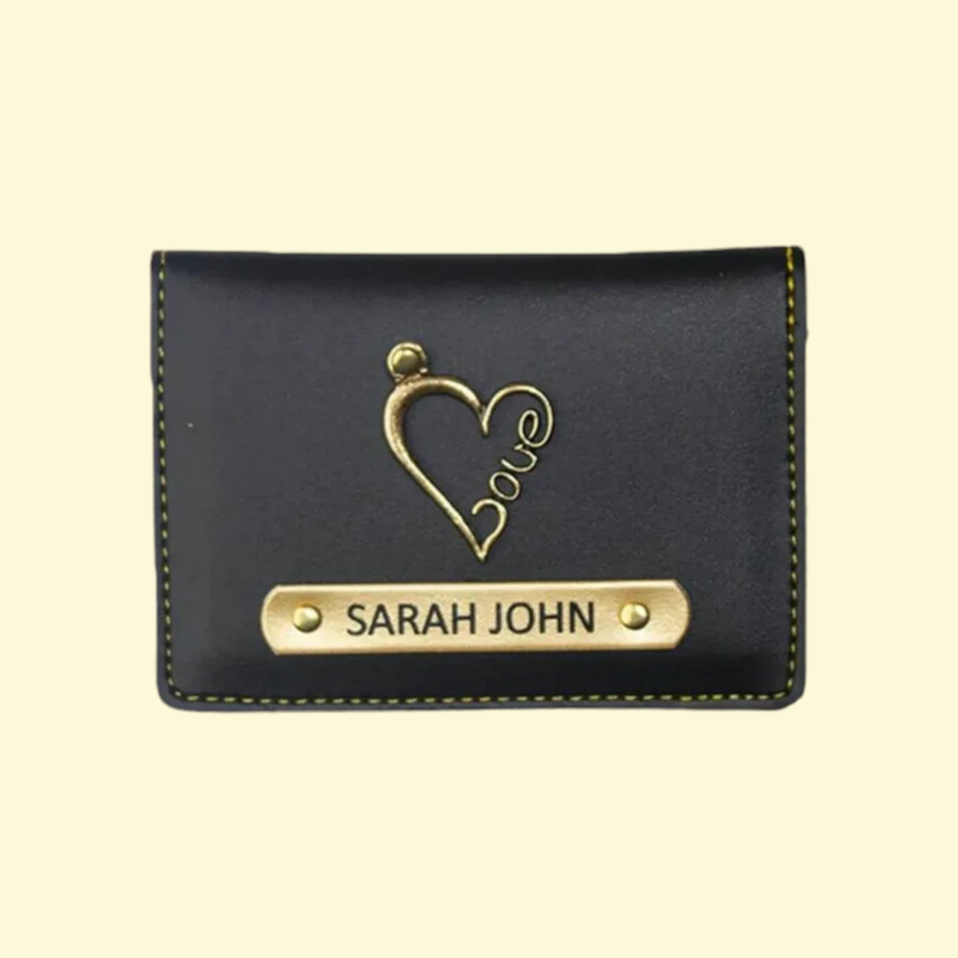 Customised Leather Card Holder Black