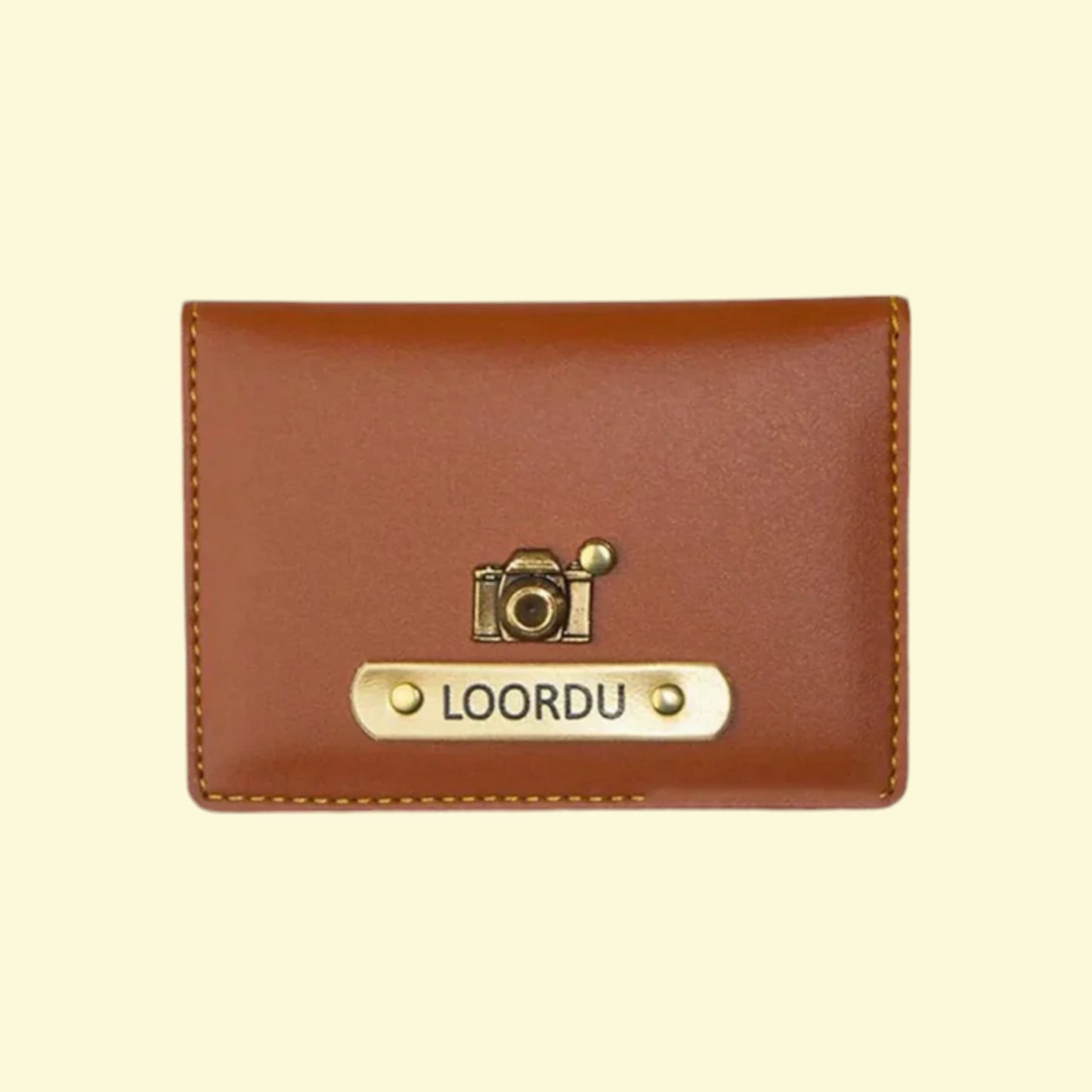 Customised Leather Card Holder Tan