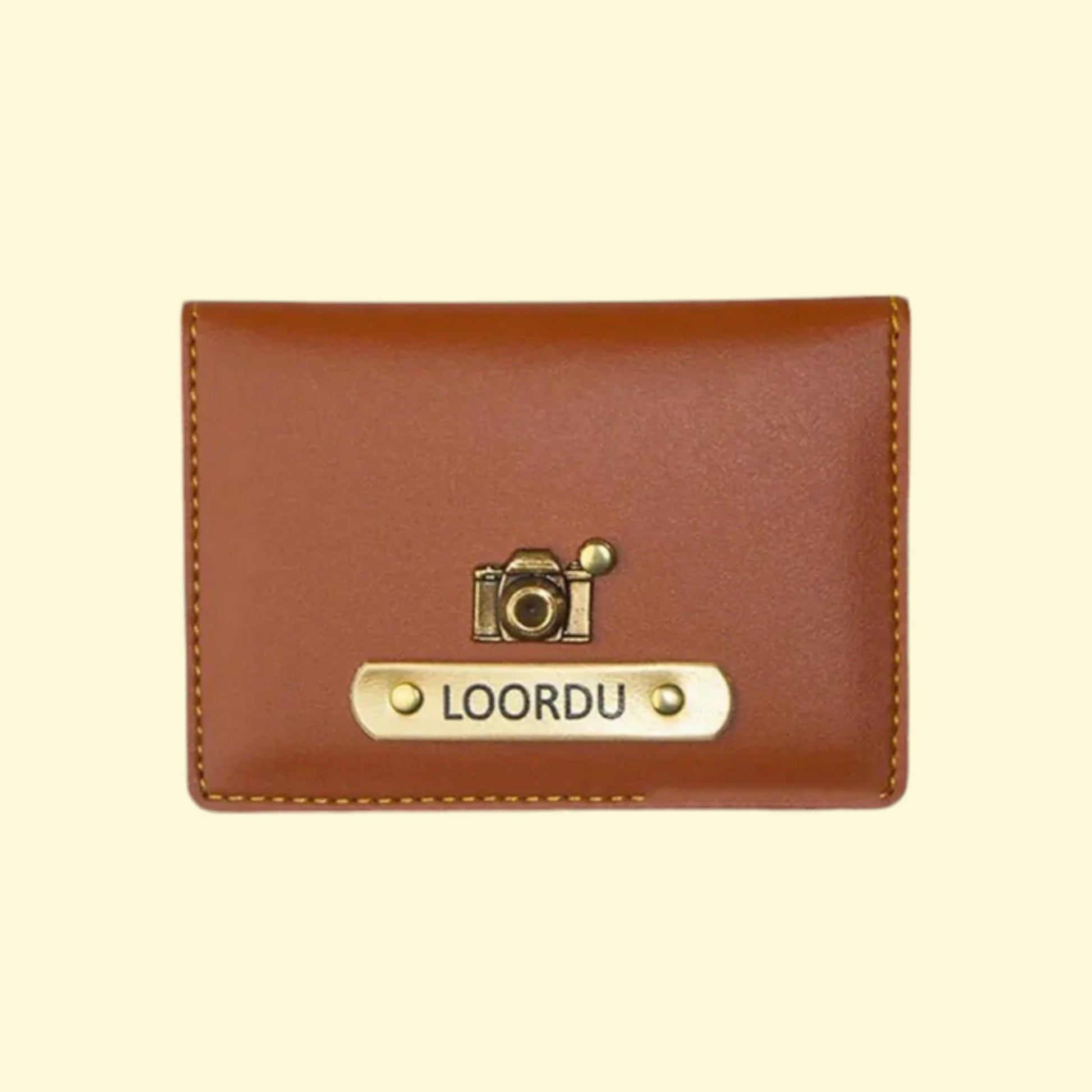 Customised Leather Card Holder Tan