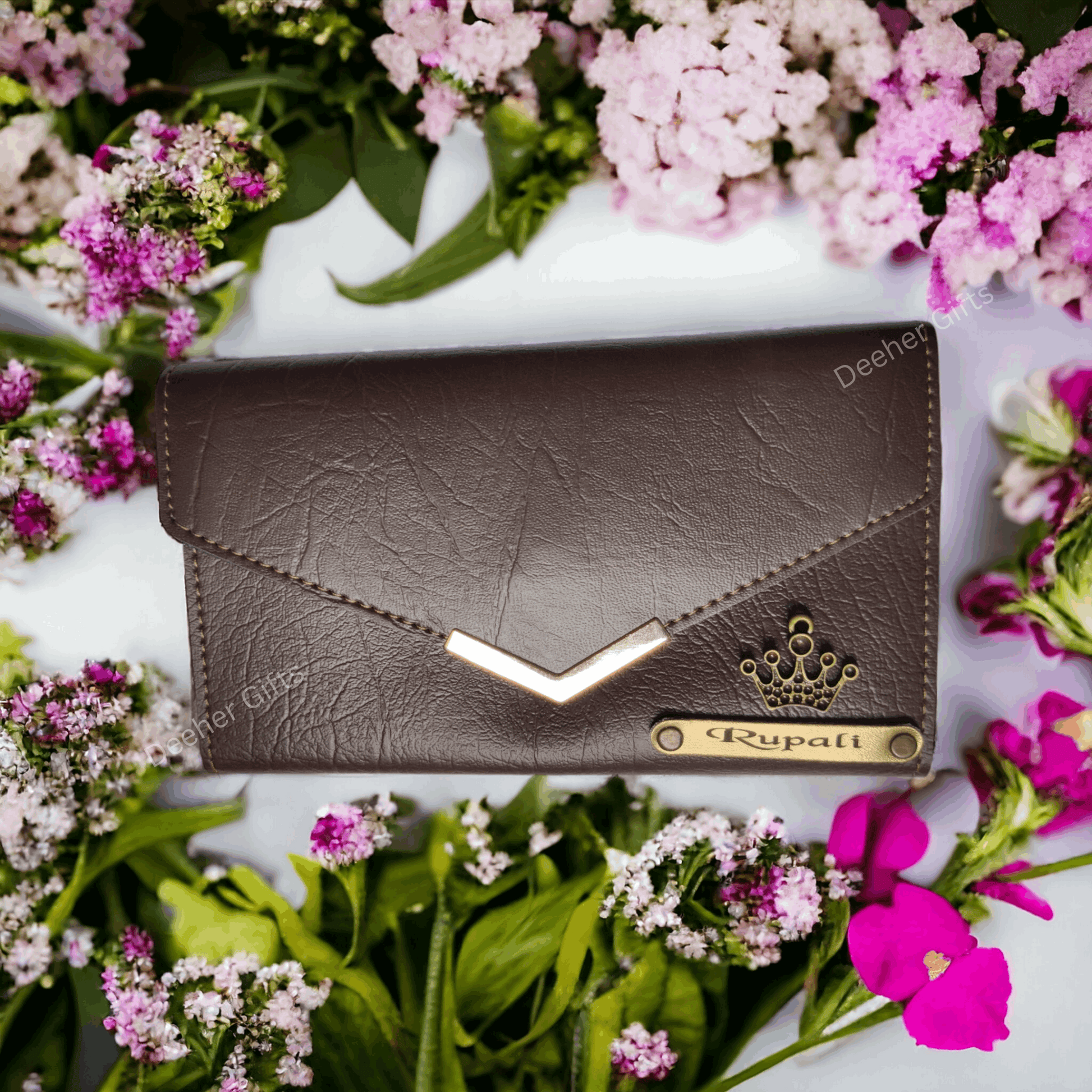 Personalized Ladies Premium Purse Brown