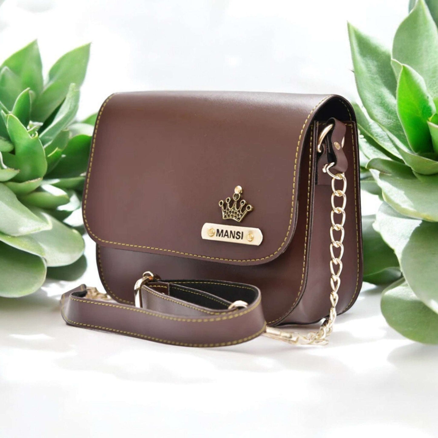 Personalized Ladies Sling Bag - Brown