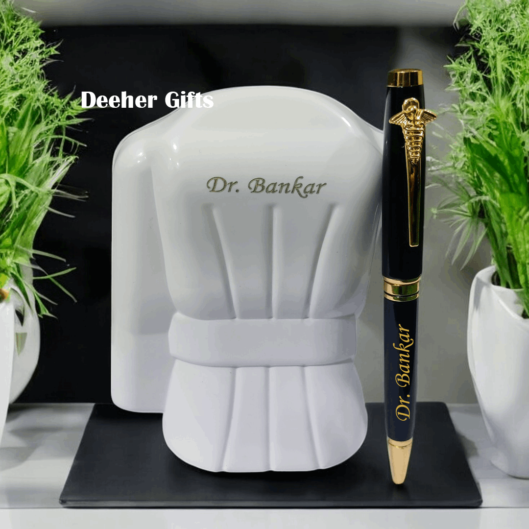 Personalized Doctor Coat Pen Stand And Pen Gift Set